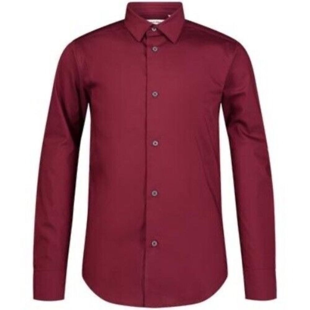 Calvin Klein Big Boys Cabernet‎ Long Sleeve Stretch Button Down Size 16 regular�
